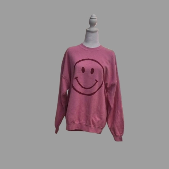 Altar'd State Sweatshirt Womens XL Pink Smiley Face Happy Optimistic Positive - Picture 1 of 7